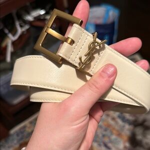 Yves Saint Laurent Cream and Gold Belt